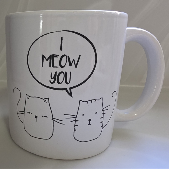 Set Of 2 White Cat Graphic Coffee Mugs - Picture 3 of 4